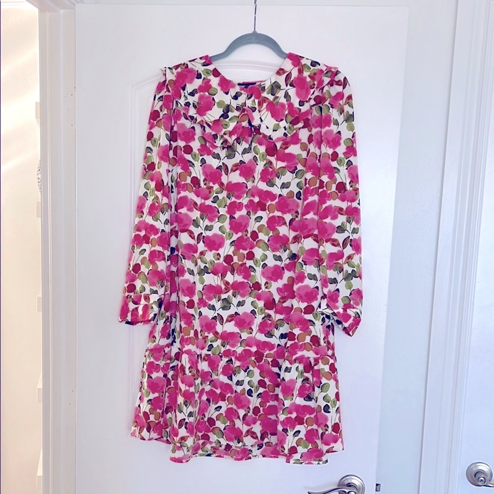 Who What Wear Pink Floral Long Sleeve Dress